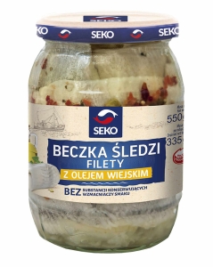 SEKO-550g Beczka śledzi z olejem wiejskim